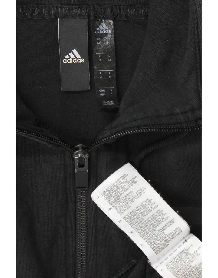 Adidas masculino zip moletom com capuz médio algodão preto