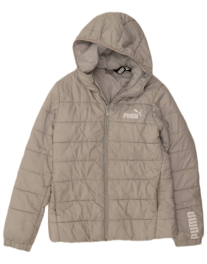 Jaqueta acolchoada com capuz masculina PUMA UK 34 XS poliéster cinza