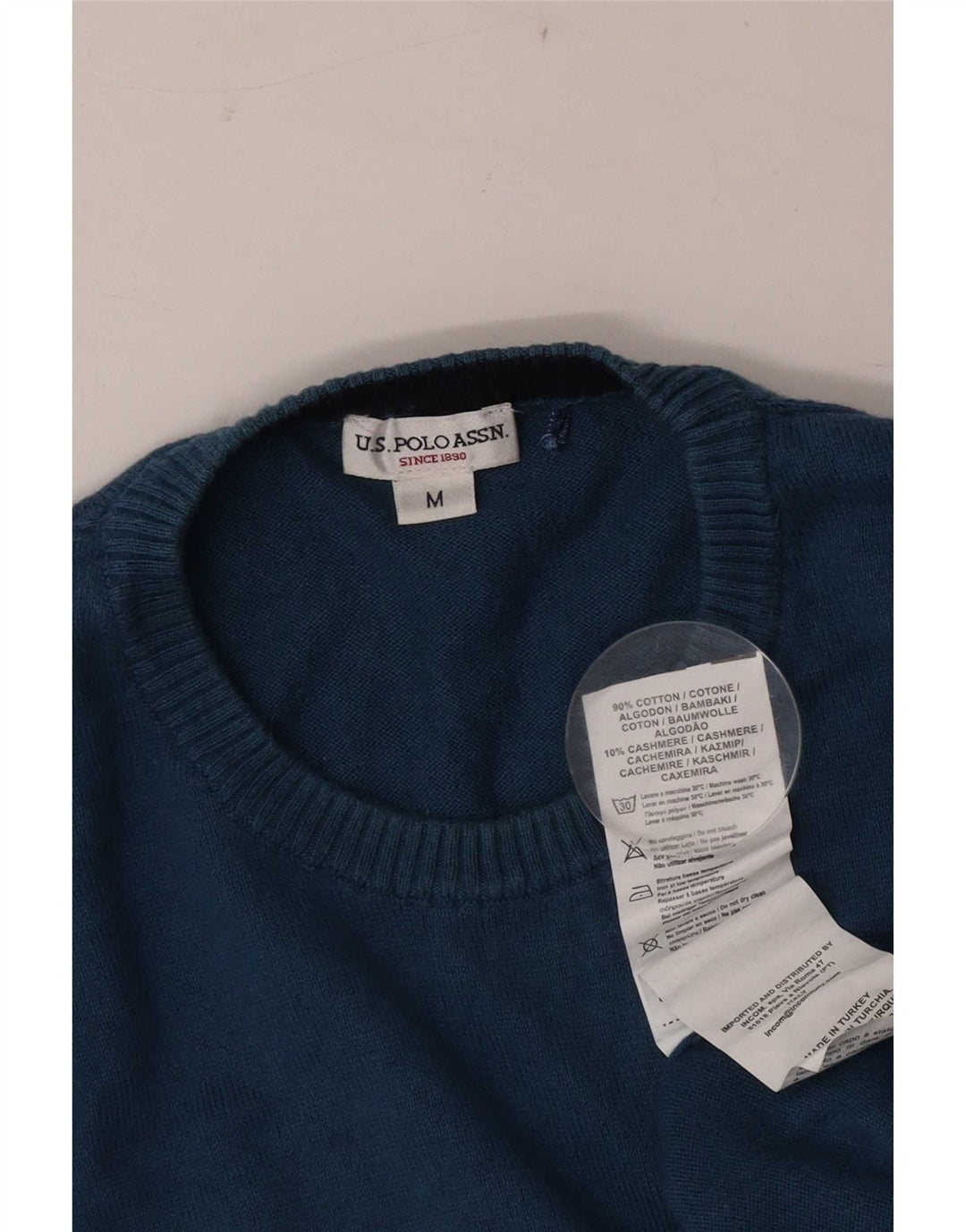 US Polo Assn. Suéter masculino com gola redonda Jumper algodão azul médio