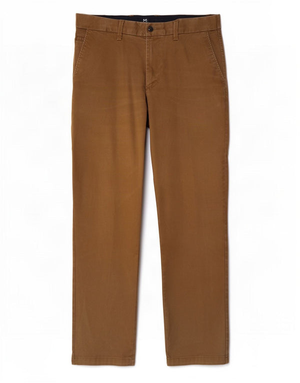 Calça chino reta masculina Marks & Spencer Blue Harbor W34 L31 marrom