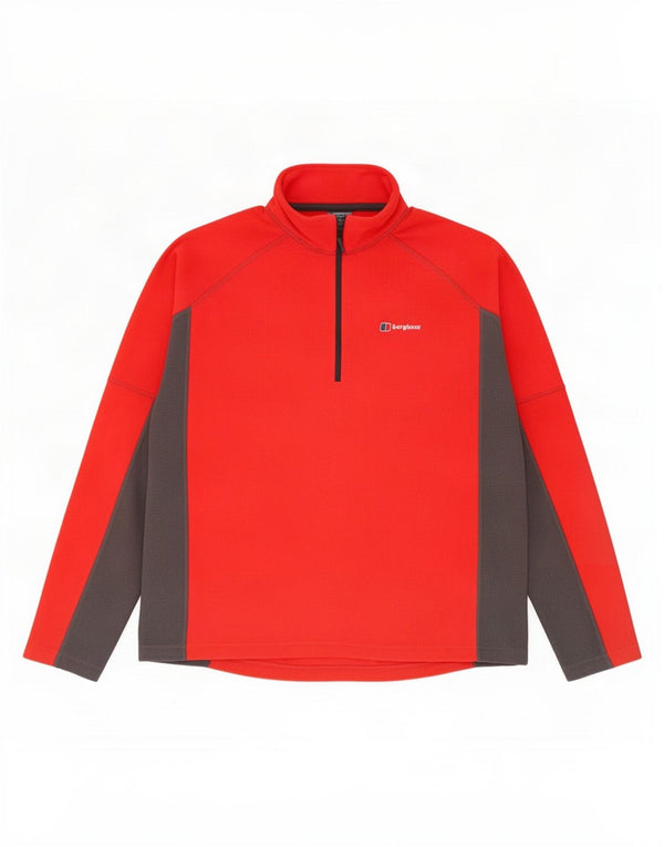 Berghaus Suéter masculino de lã com zíper e gola XL vermelho colorblock