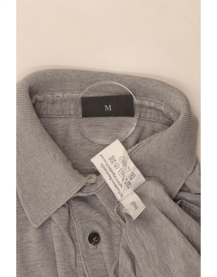 Camisa polo masculina Hugo Boss algodão manchado cinza médio