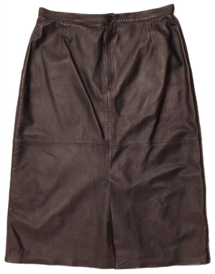 Saia feminina de couro VINTAGE IT 44 médio W32 preta