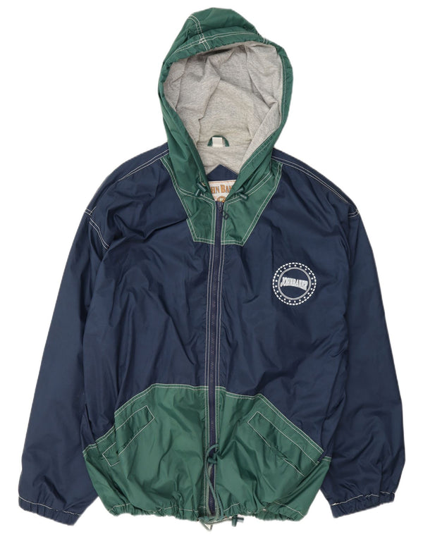 Jaqueta de chuva masculina com capuz John Baner UK 46 3XL azul marinho colorblock