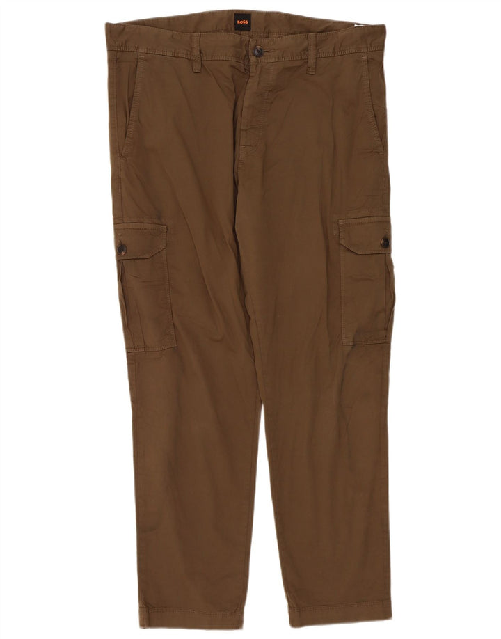 Calça cargo slim masculina Hugo Boss W36 L29 algodão cáqui