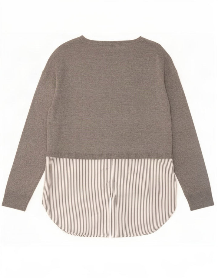 Túnica feminina de manga comprida Zara UK 10 poliéster colorblock cinza pequeno