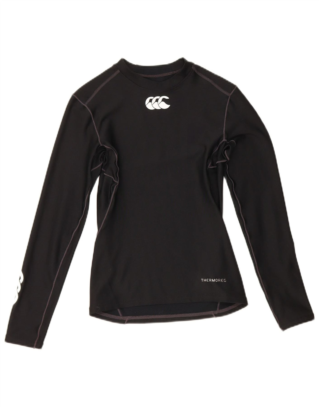 Top gráfico feminino Canterbury manga comprida Reino Unido 14 grande poliéster preto