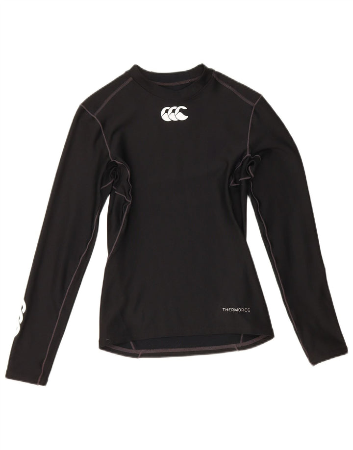 Top gráfico feminino Canterbury manga comprida Reino Unido 14 grande poliéster preto