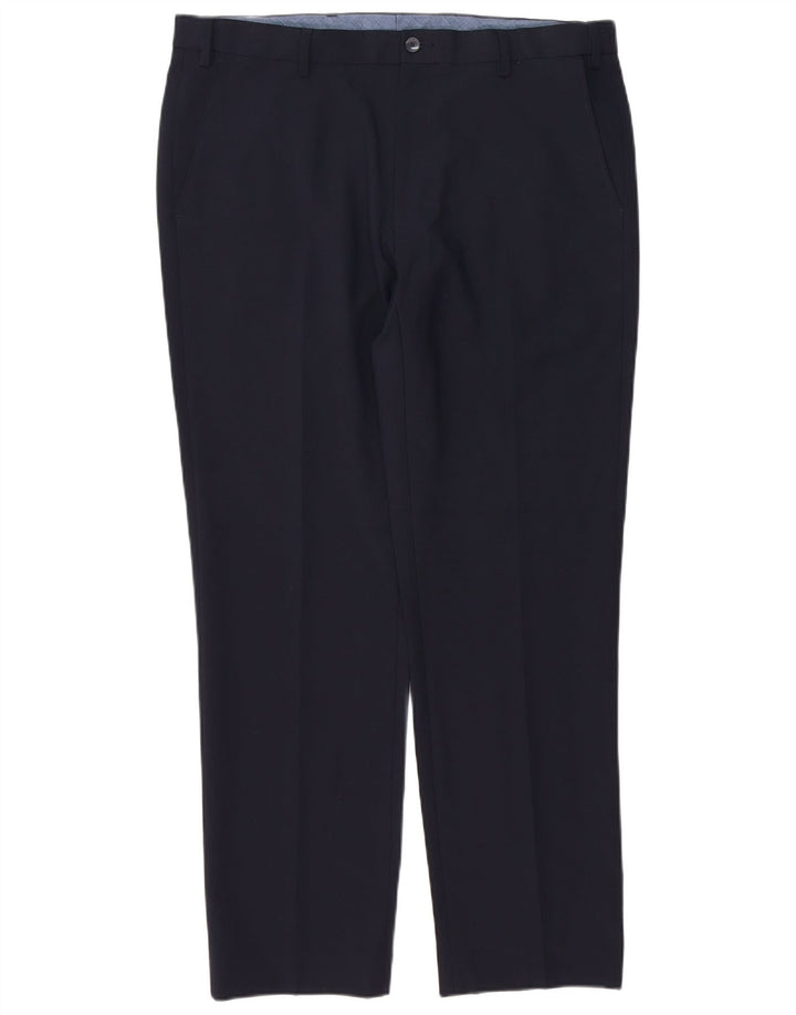 Calça Chino Masculina Marks & Spencer Regular Fit W36 L31 Poliéster Azul Marinho