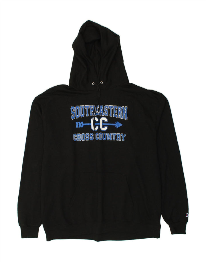 CHAMPION Mens Graphic Hoodie Jumper XL Black Cotton Vintage Champion and Second-Hand Champion from Messina Hembry 