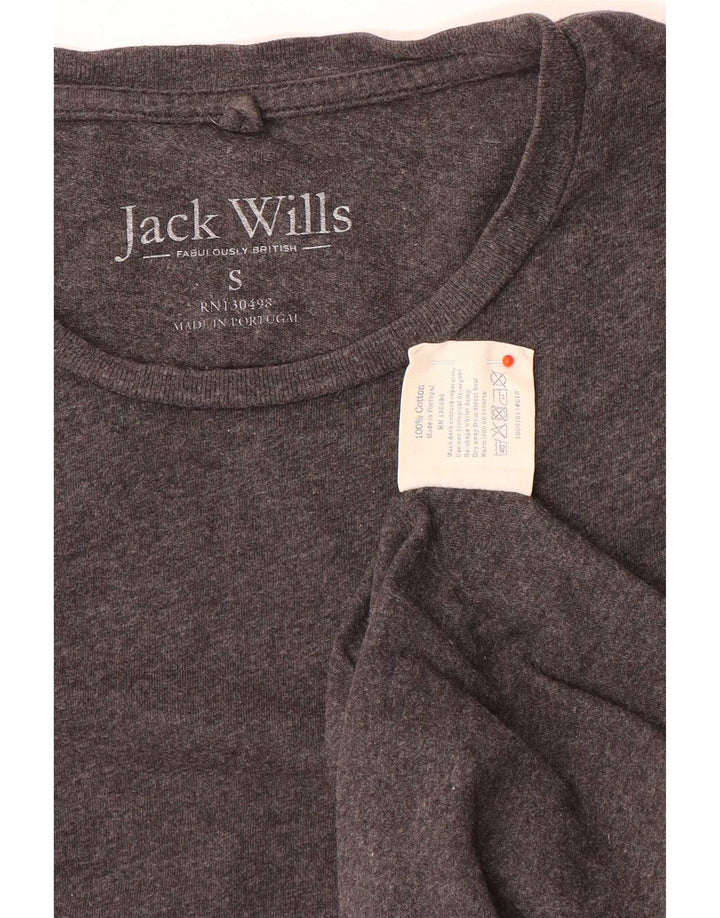Camiseta masculina Jack Wills top pequeno algodão cinza