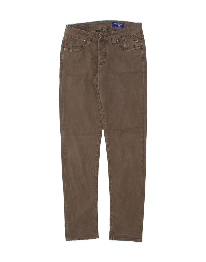JECKERSON Womens Slim Casual Trousers  W31 L32 Brown Cotton Vintage Jeckerson and Second-Hand Jeckerson from Messina Hembry 