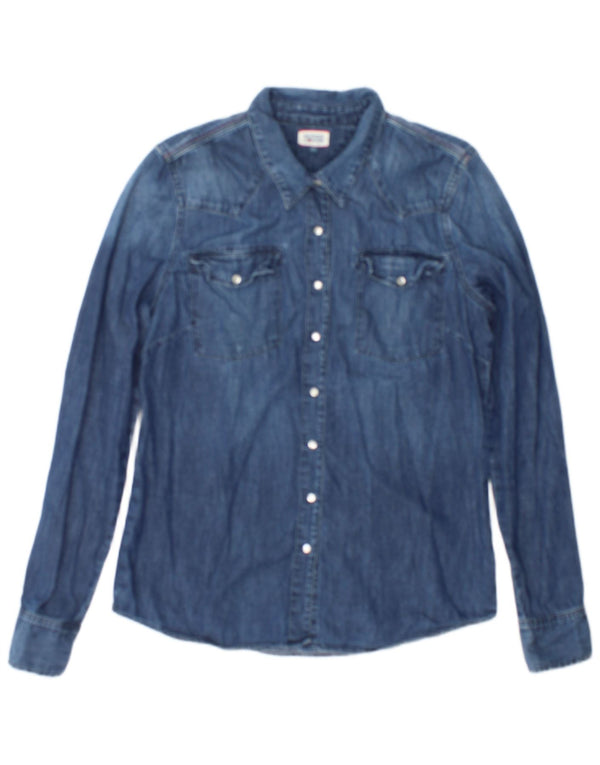 Camisa jeans feminina Tommy Hilfiger Reino Unido 14 grande azul marinho