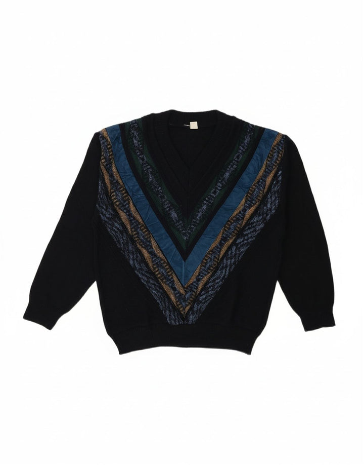 Suéter masculino VINTAGE com decote em V IT 48 médio azul marinho Chevron