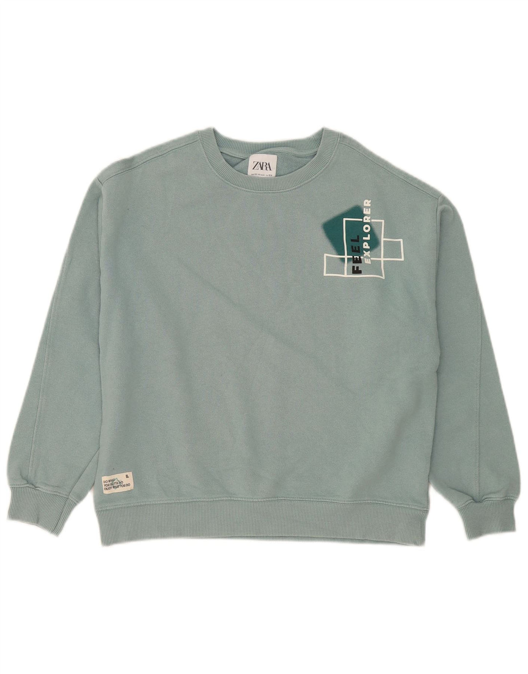 Zara Boys Graphic Sweatshirt Jumper 13-14 Anos Azul Algodão