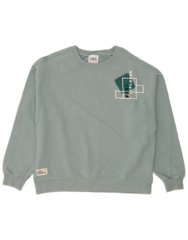 Zara Boys Graphic Sweatshirt Jumper 13-14 Anos Azul Algodão