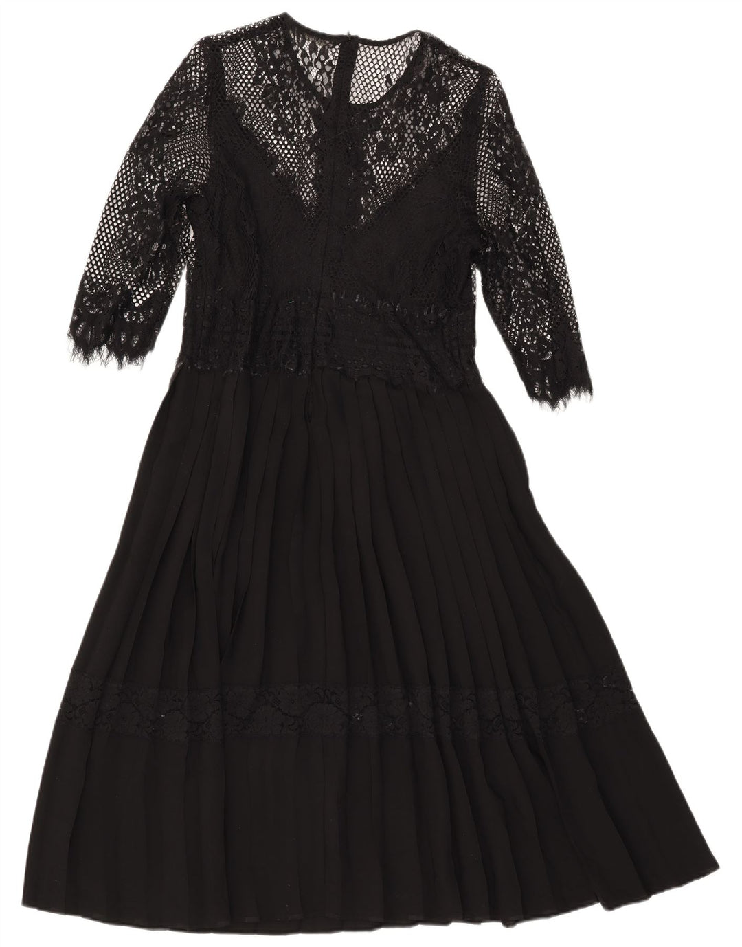 Vestido maxi feminino Zara manga 3/4 Reino Unido 14 grande preto poliamida