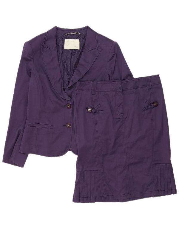 Conjunto de saia feminina Byblos com 2 botões EUA 12 grande W32 algodão roxo