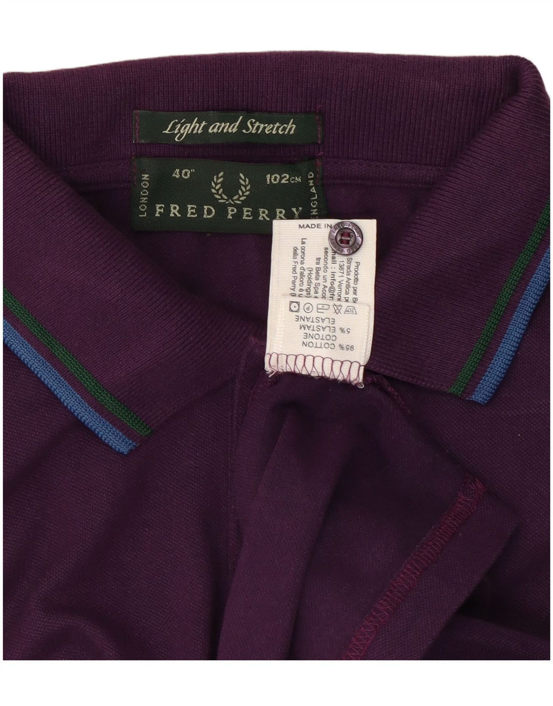 Camisa polo masculina leve e elástica de manga comprida FRED PERRY pequena roxa