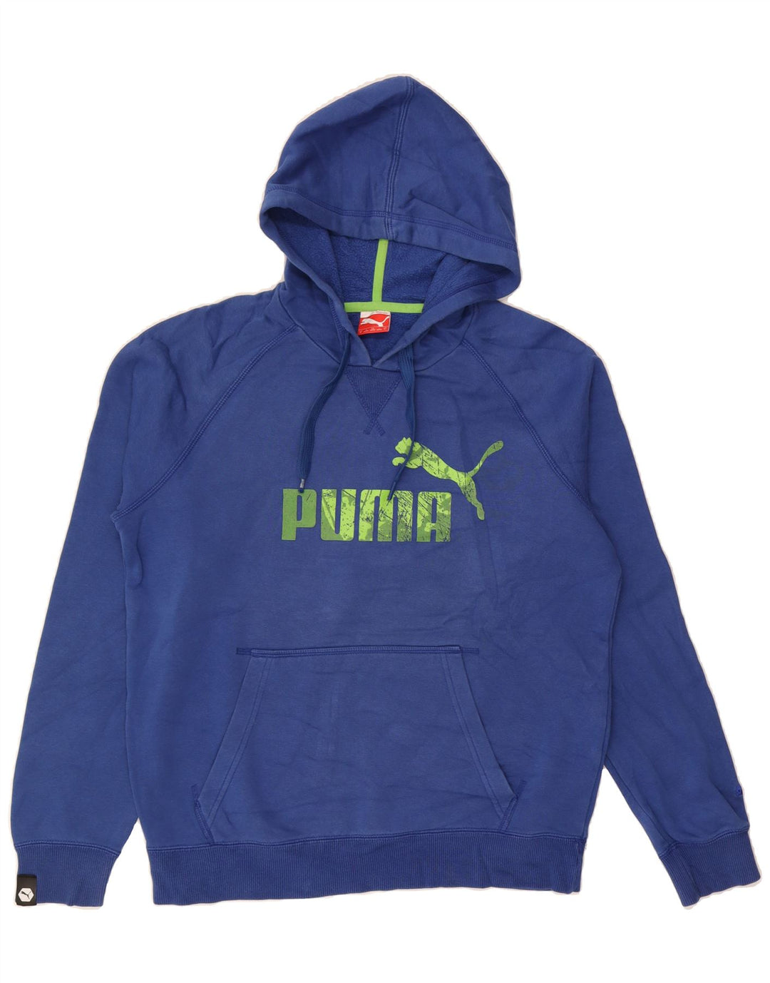 PUMA Mens Graphic Hoodie Jumper Medium Blue Cotton Vintage Puma and Second-Hand Puma from Messina Hembry 