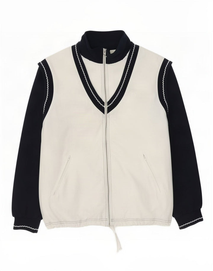 Sergio Tacchini Jaqueta masculina de agasalho grande poliéster colorblock branco