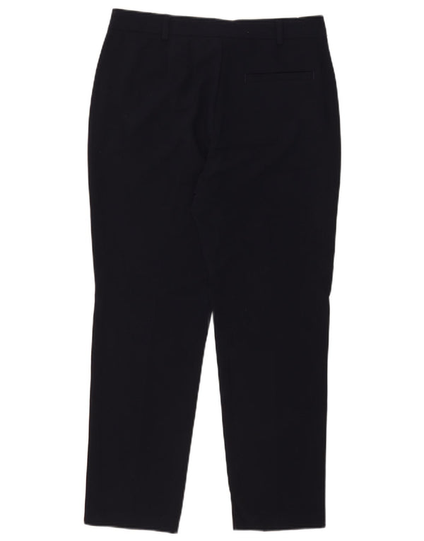 Calça feminina Marks & Spencer Crop Suit UK 10 pequena W30 L25 azul marinho