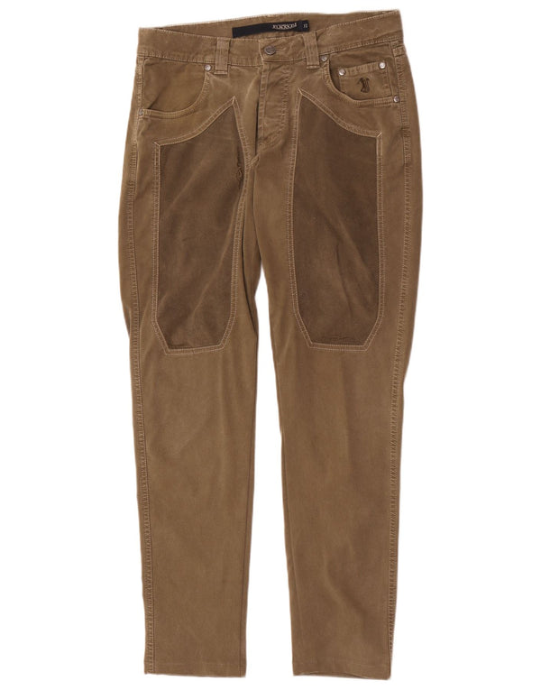 Calça casual masculina Jeckerson Slim Fit W32 L30 marrom colorblock algodão