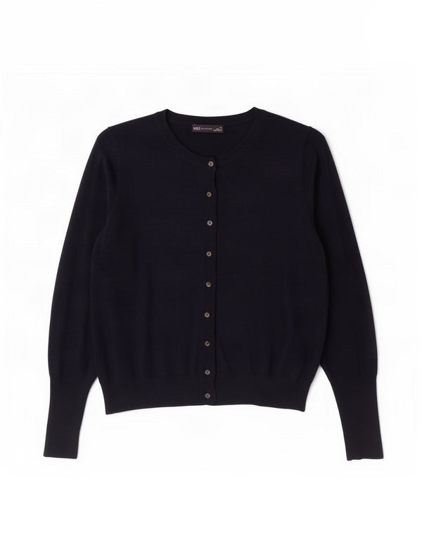 Suéter cardigã feminino Marks & Spencer Reino Unido 16 grande viscose azul marinho