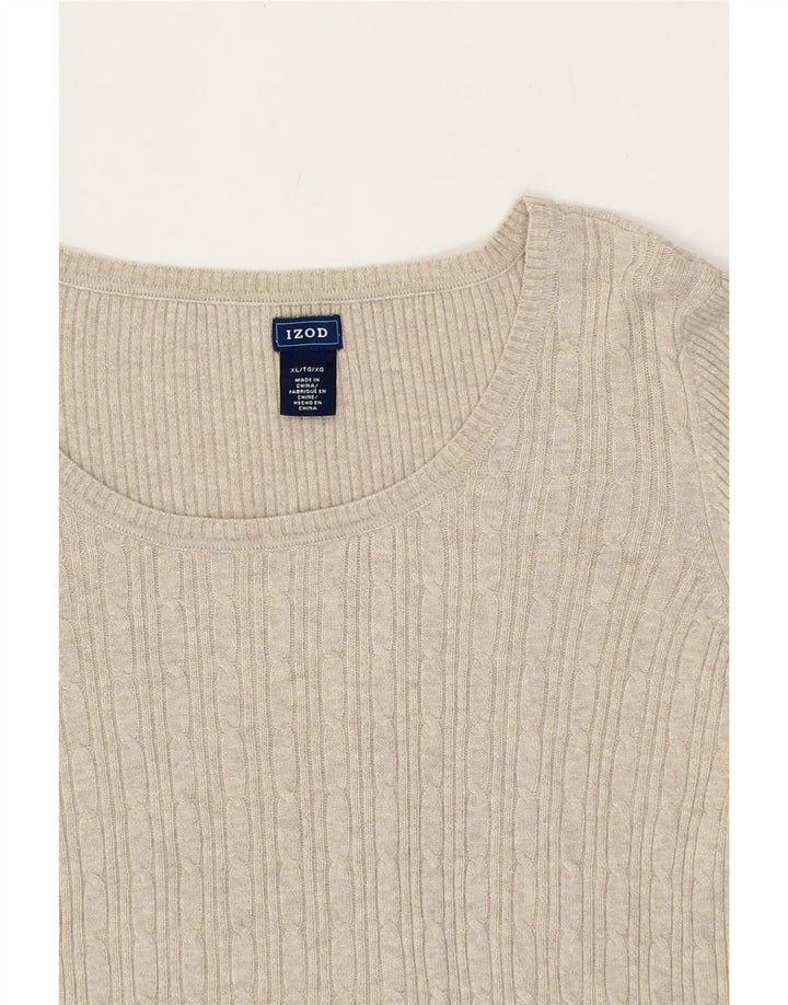 IZOD Womens Boat Neck Jumper Sweater UK 18 XL Beige Cotton Vintage Izod and Second-Hand Izod from Messina Hembry 
