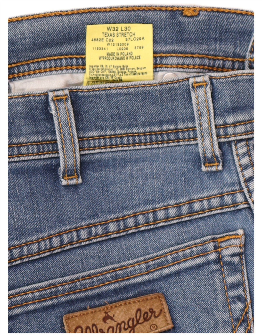 WRANGLER Masculino Texas Stretch Straight Jeans W32 L30 Azul Algodão