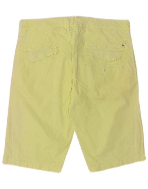Gas Mens Straight Fit Chino Shorts W32 Algodão Amarelo Médio