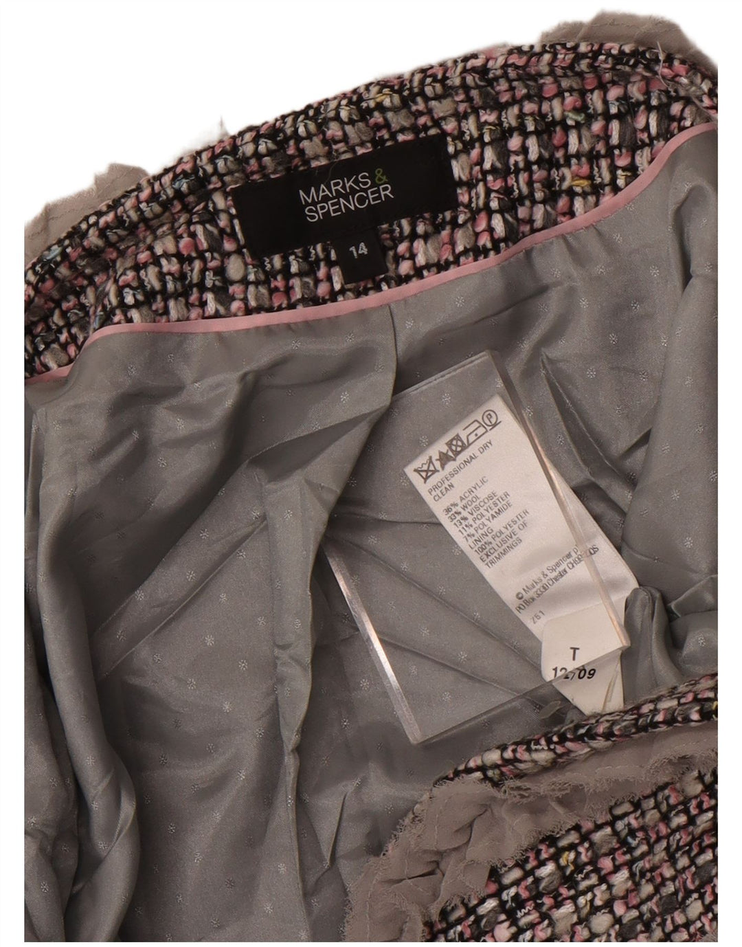 Jaqueta Bolero Feminina Marks & Spencer Manga 3/4 Reino Unido 14 Médio Cinza Xadrez