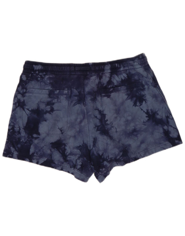ATHLETA Womens Sport Shorts UK 14 Large Navy Blue Tie Dye Cotton