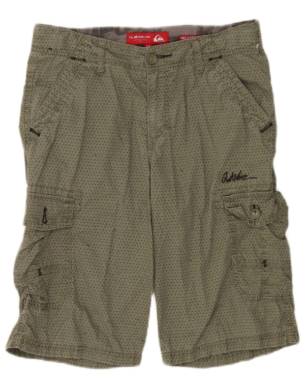 Quiksilver Meninos Cargo Shorts 13-14 Anos W28 Algodão Geométrico Cáqui