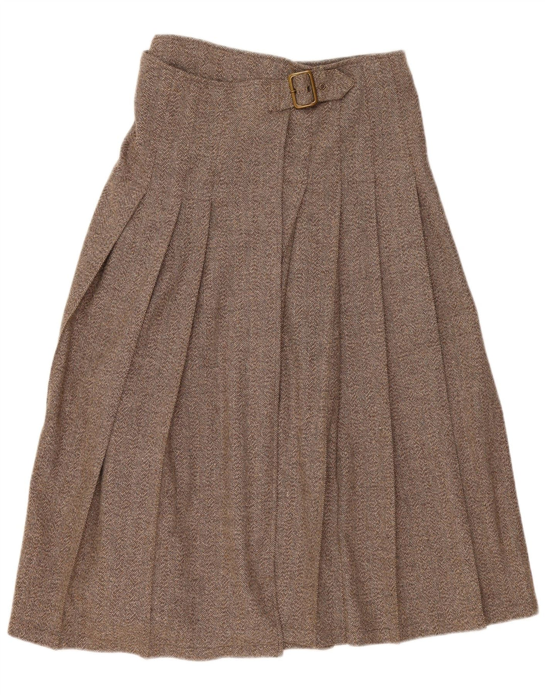 Saia feminina vintage plissada IT 44 médio W30 espinha de peixe marrom