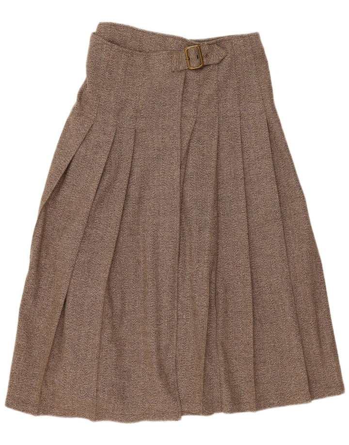 Saia feminina vintage plissada IT 44 médio W30 espinha de peixe marrom