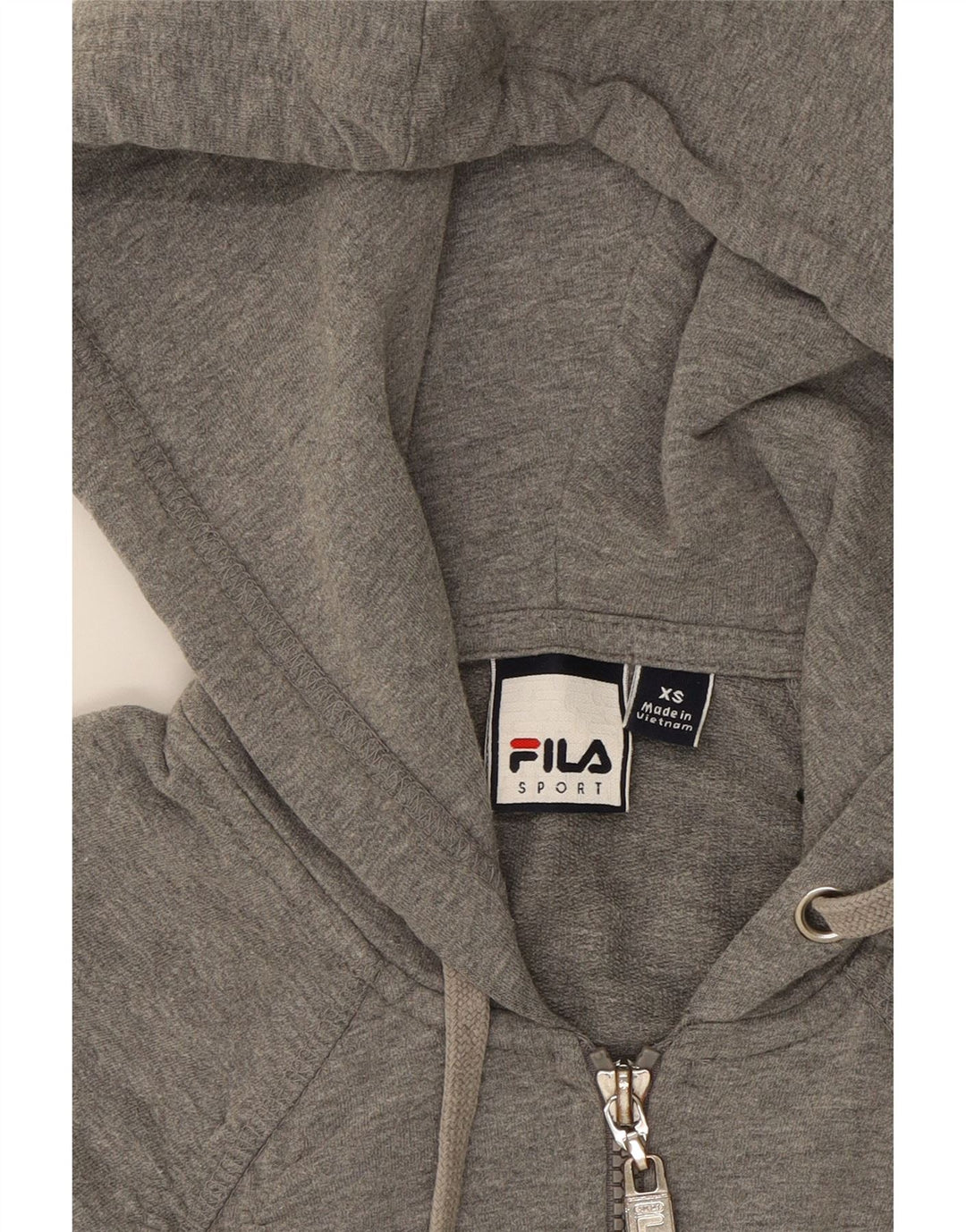 FILA Womens Zip Hoodie Sweater UK 6 XS Grey Cotton Vintage Fila and Second-Hand Fila from Messina Hembry 