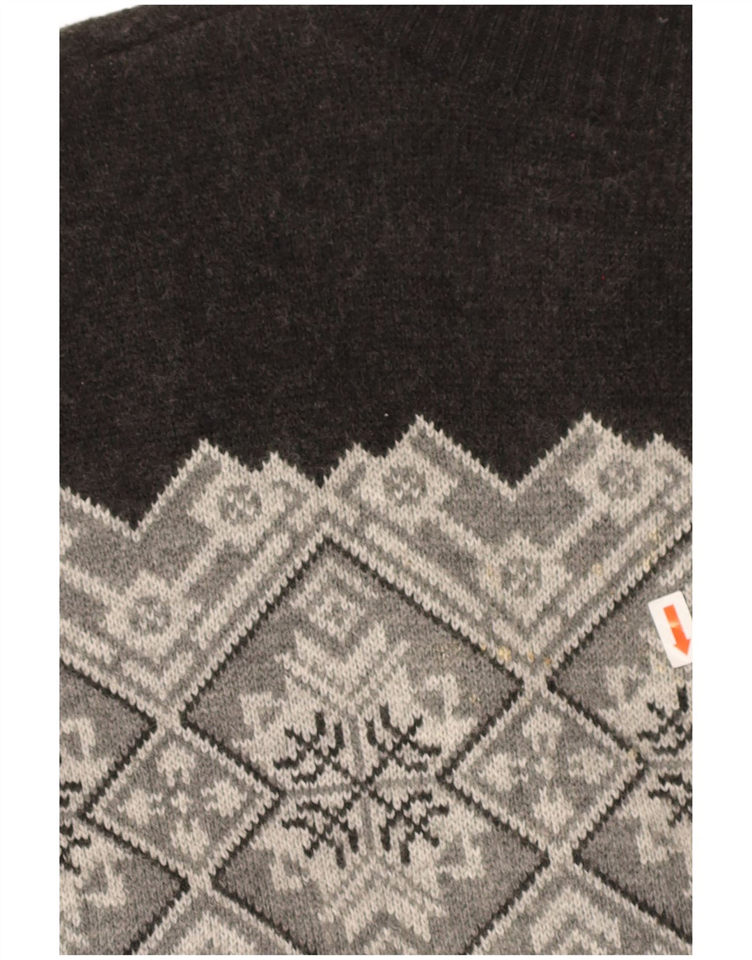 Suéter feminino VINTAGE com zíper e gola IT 48 XL cinza Fair Isle