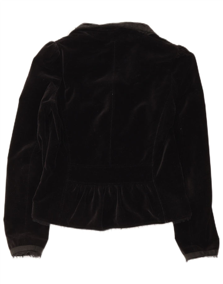 Jaqueta blazer feminina de veludo com 2 botões da Whistles Reino Unido 8 algodão preto pequeno
