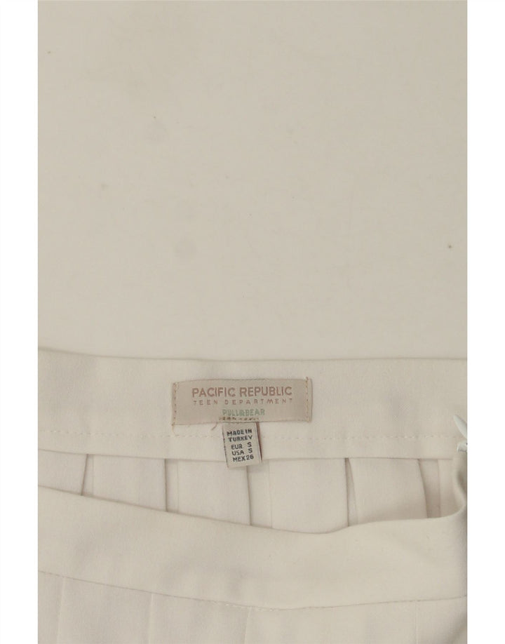 Pull & Bear Saia feminina mini faca plissada pequena W26 branca
