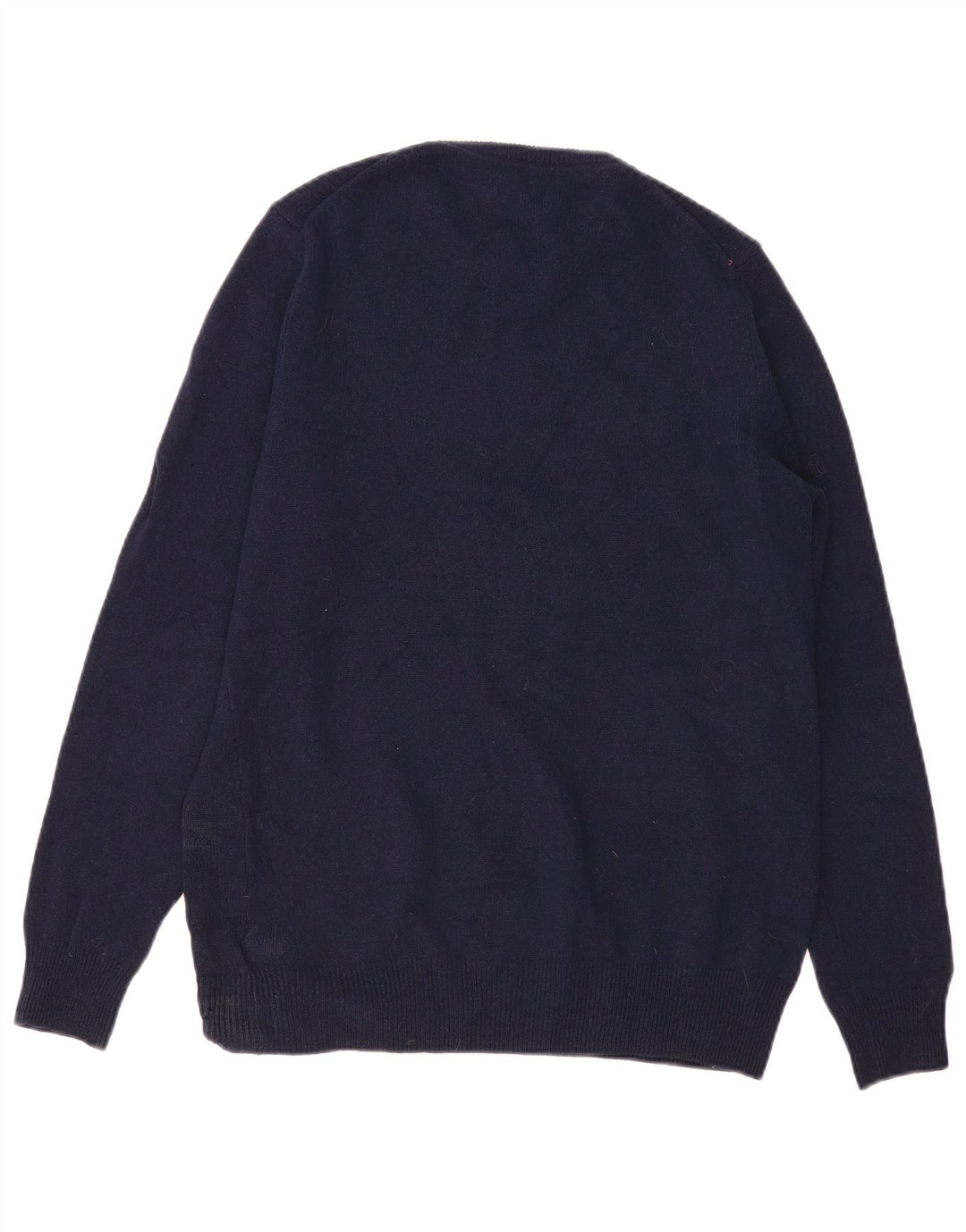 Suéter masculino Marks & Spencer com gola redonda, lã de cordeiro azul marinho médio