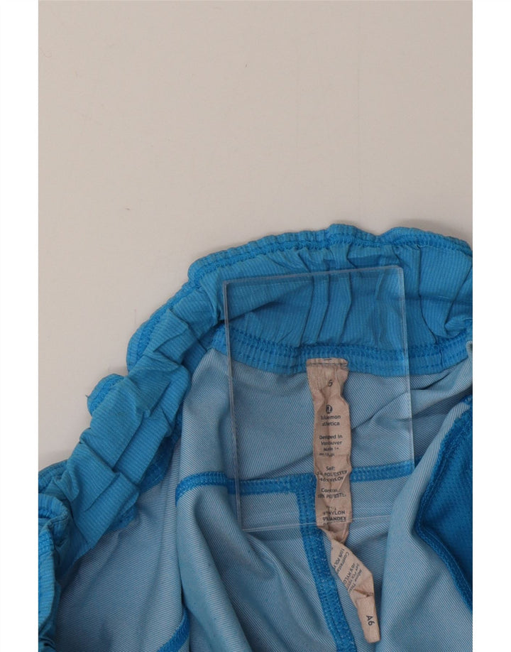 LULULEMON Shorts esportivos femininos US 6 poliéster azul médio
