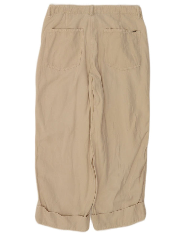 Calça capri feminina Massimo Dutti EU 38 Pequeno W28 L22 Bege Lyocell