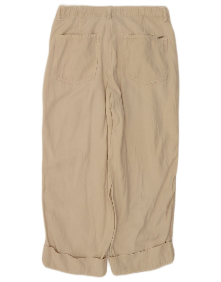 Calça capri feminina Massimo Dutti EU 38 Pequeno W28 L22 Bege Lyocell