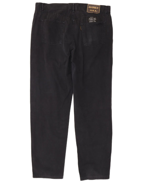 Calça masculina reta casual Avirex W40 L34 algodão azul marinho