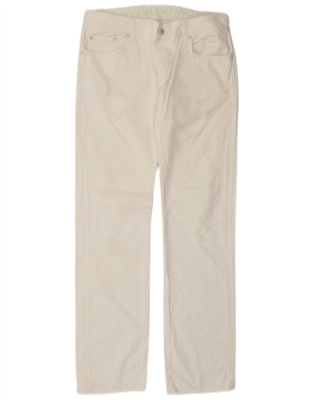 ZU ELEMENTS Jeans retos femininos desgastados W32 L34 algodão branco