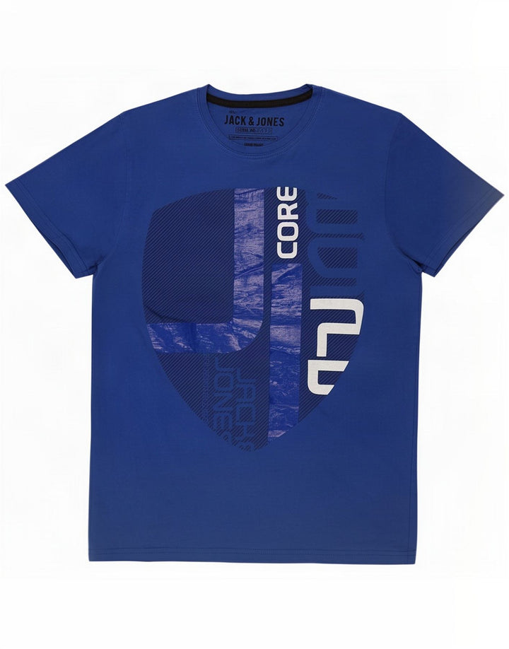 Jack & Jones Camiseta gráfica masculina Top Azul Médio