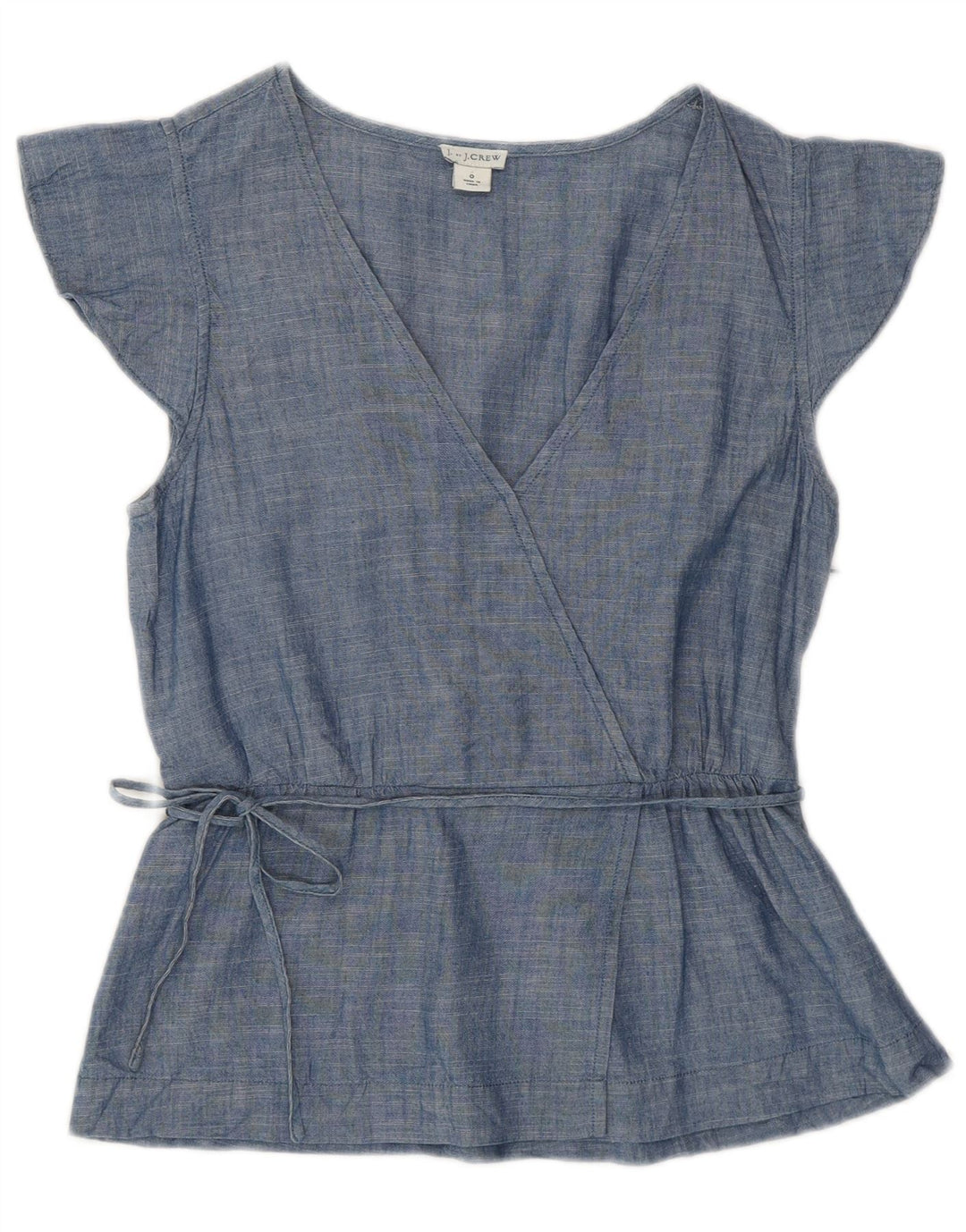 J. CREW Blusa feminina Top US 0 XS Azul Algodão