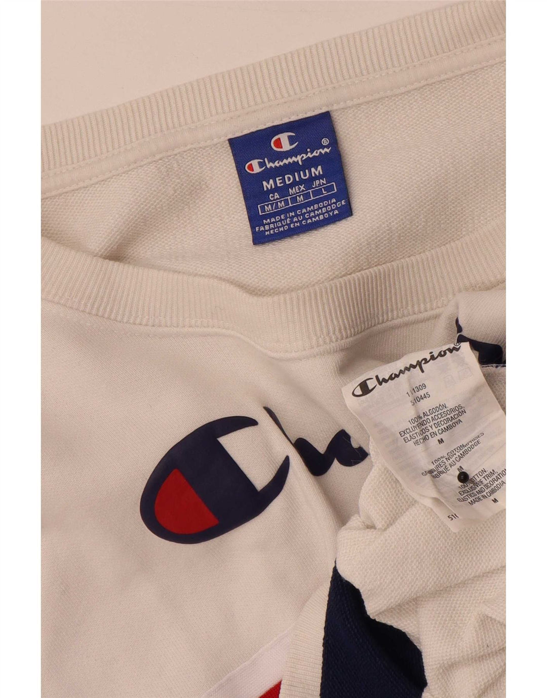 Campeão feminino crop moletom jumper UK 14 médio branco colorblock