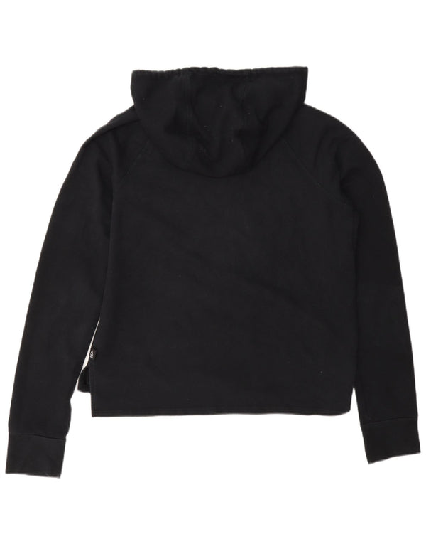 Reebok Womens Crop Graphic Hoodie Jumper UK 10 Pequeno Algodão Preto